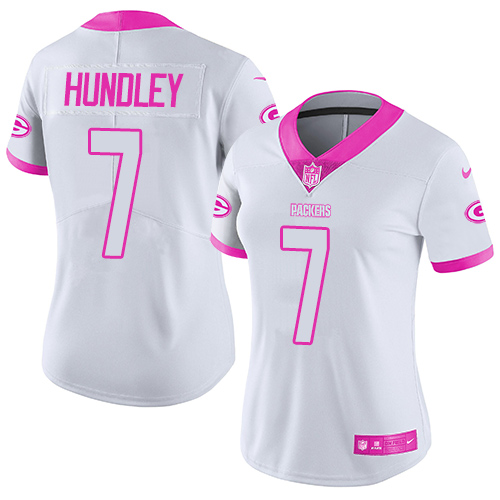 Nike Packers #7 Brett Hundley White/Pink Women's Stitched NFL Limited Rush Fashion Jersey
